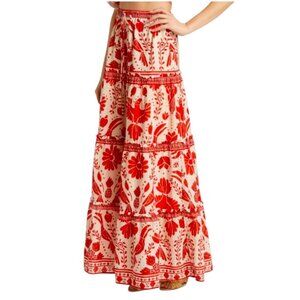 Farm Rio Jungle Flow Tiered Maxi Skirt Size XS
